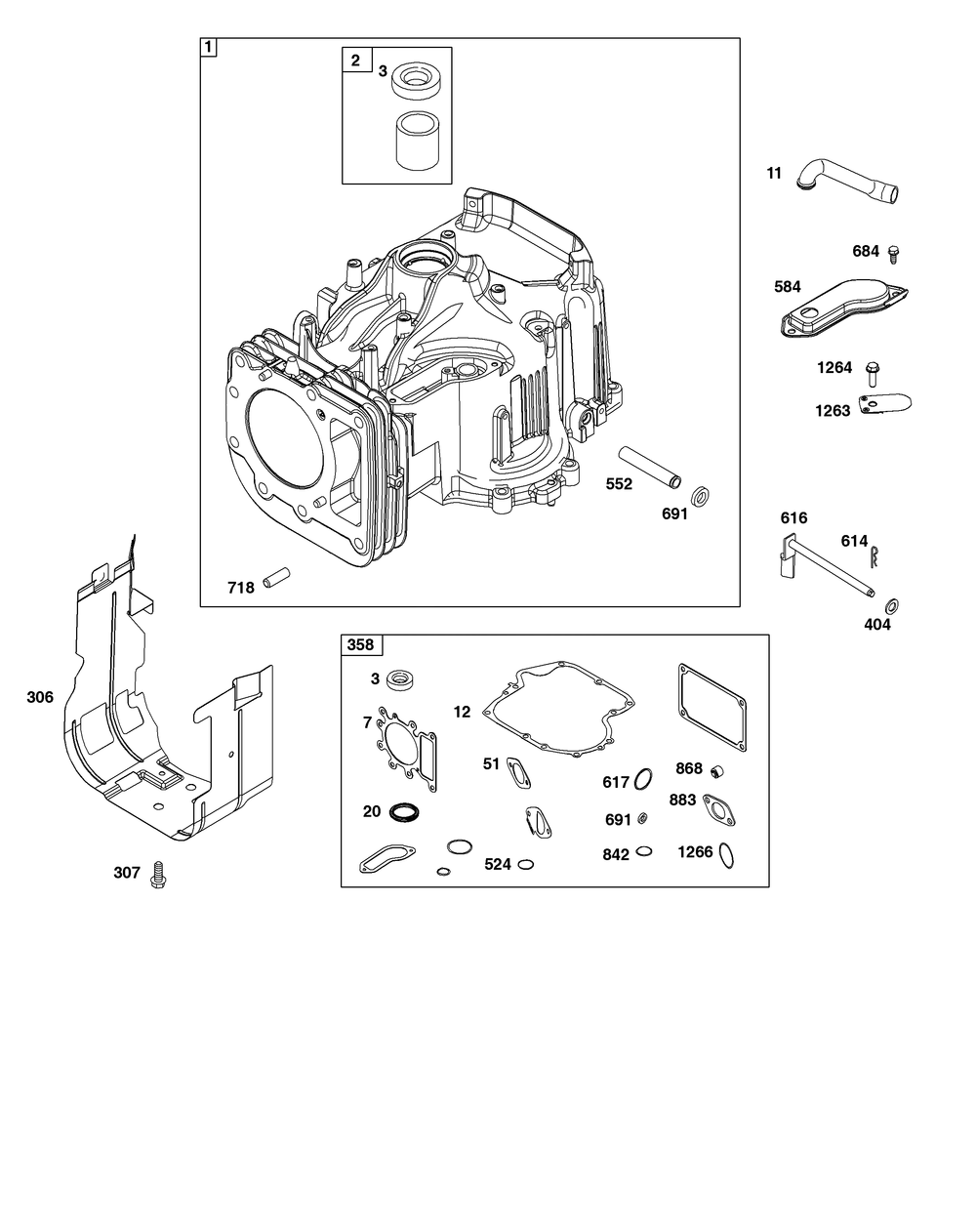 Cylinder Group Diagram and Parts List for 21R807-0039-B5 200000 - 399999 Briggs and Stratton Engine